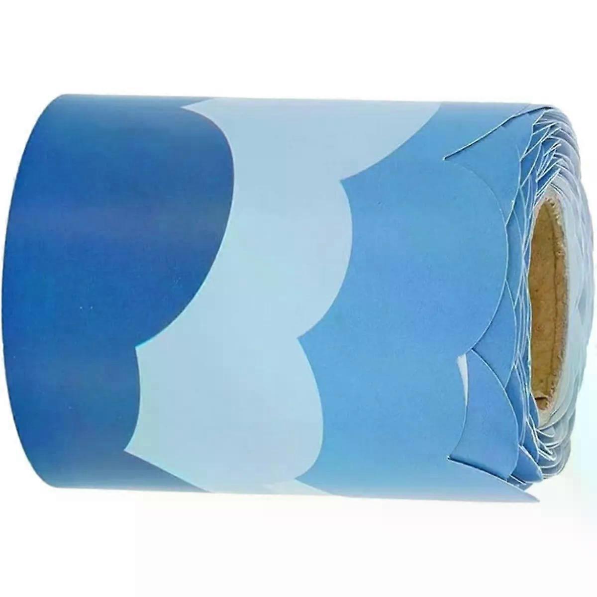 Blue Coated Paper Rolled Cloud Border Sticker Adhesive 1 Roll