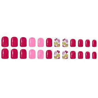 24Pcs Rose Purple Floral Press On Nails