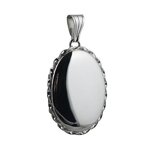 Silver 29x22mm plain twisted wire edge oval Locket