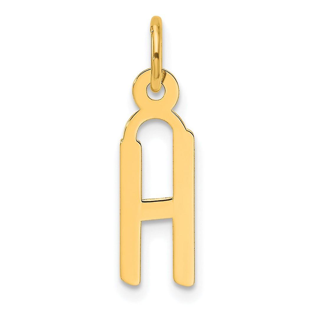 5,7 mm 14 carats en or jaune massif incliné bloc lettre H initiale charme pendentif collier pour femmes