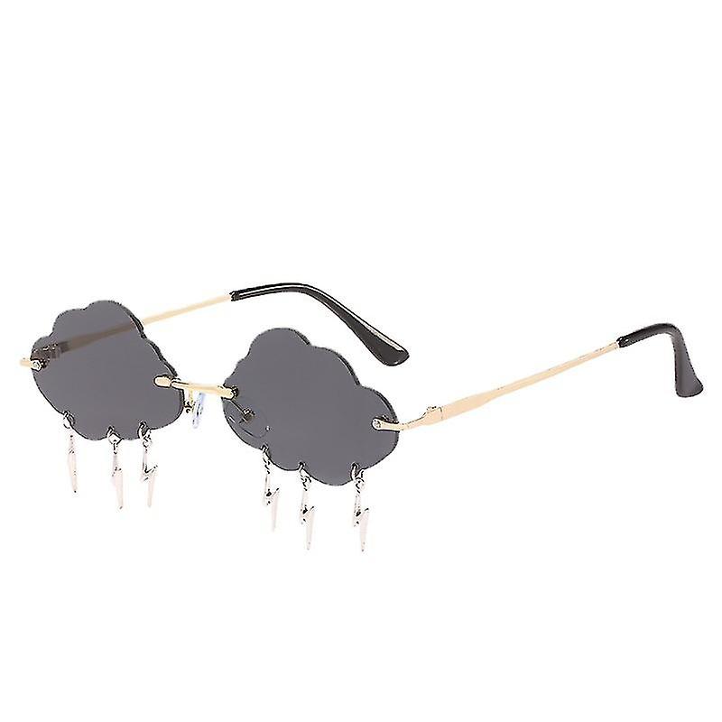 Cloud Sunglasses Rimless Vintage Sunglasses Funny Irregular Disco Glasses Lightning Tassel