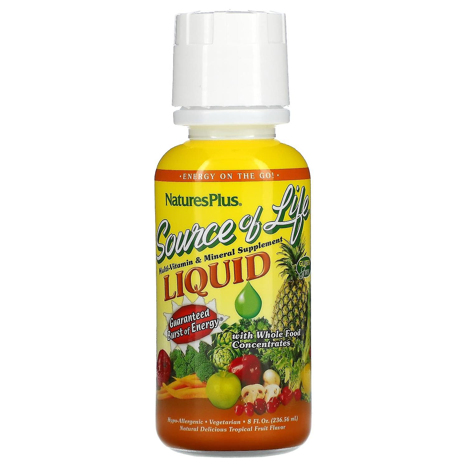 NaturesPlus, Source Of Life, Multi-Vitamin & Mineral Supplement Liquid, Tropical Fruit, 8 fl oz (236