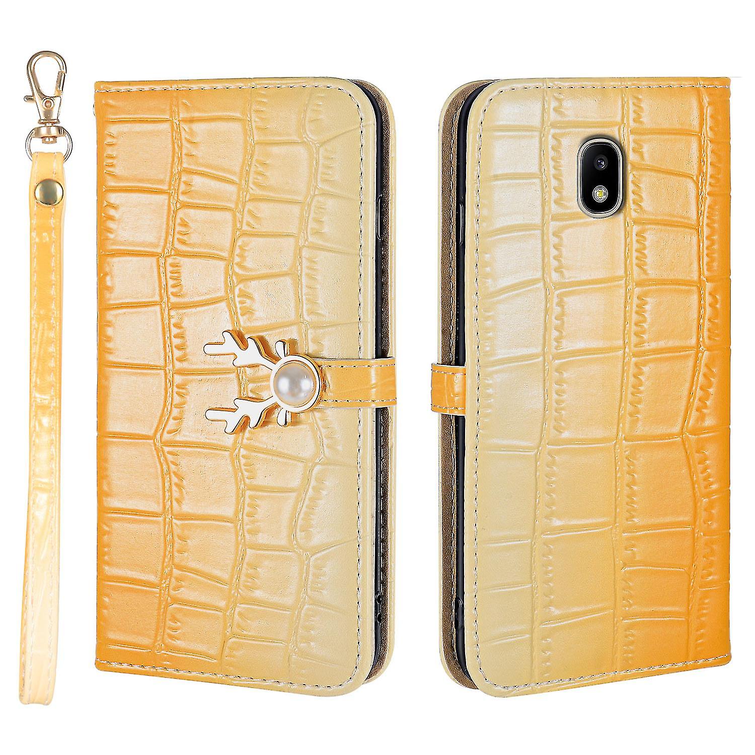 Elk Pattern Phone Case For Samsung Galaxy J330 With Card Holder, Lanyard, Pu Leather Material, Wallet Function, Corner Fall Protection
