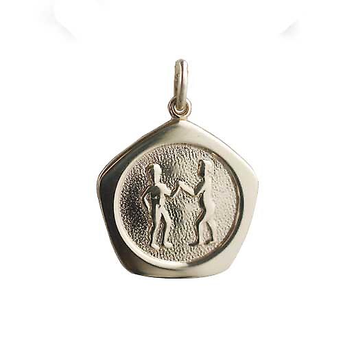 9ct Gold 21mm five sided Gemini Zodiac Pendant