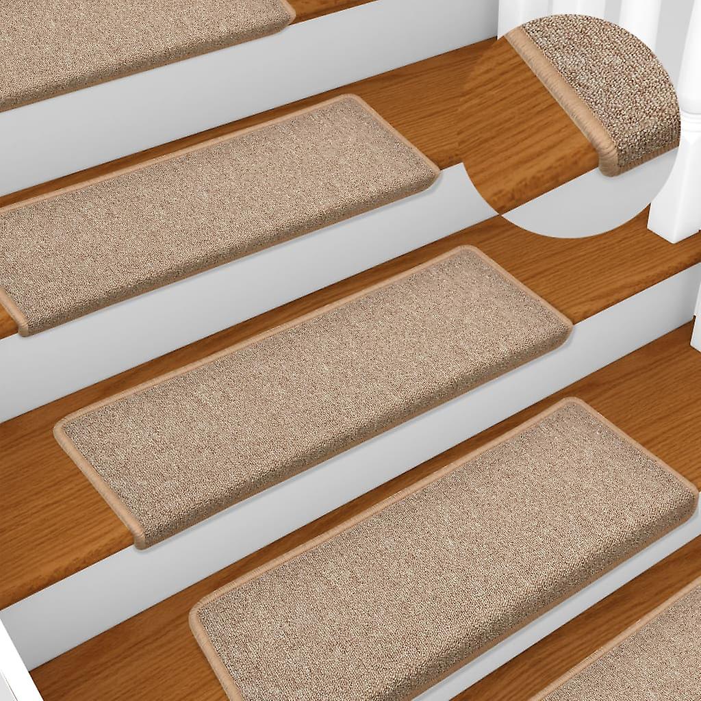 Step mats 15 pcs. 65x21x4 cm Light brown Rectangular border