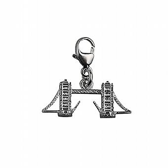 Silver 9x20mm Tower Bridge Charm with a lobster catch
