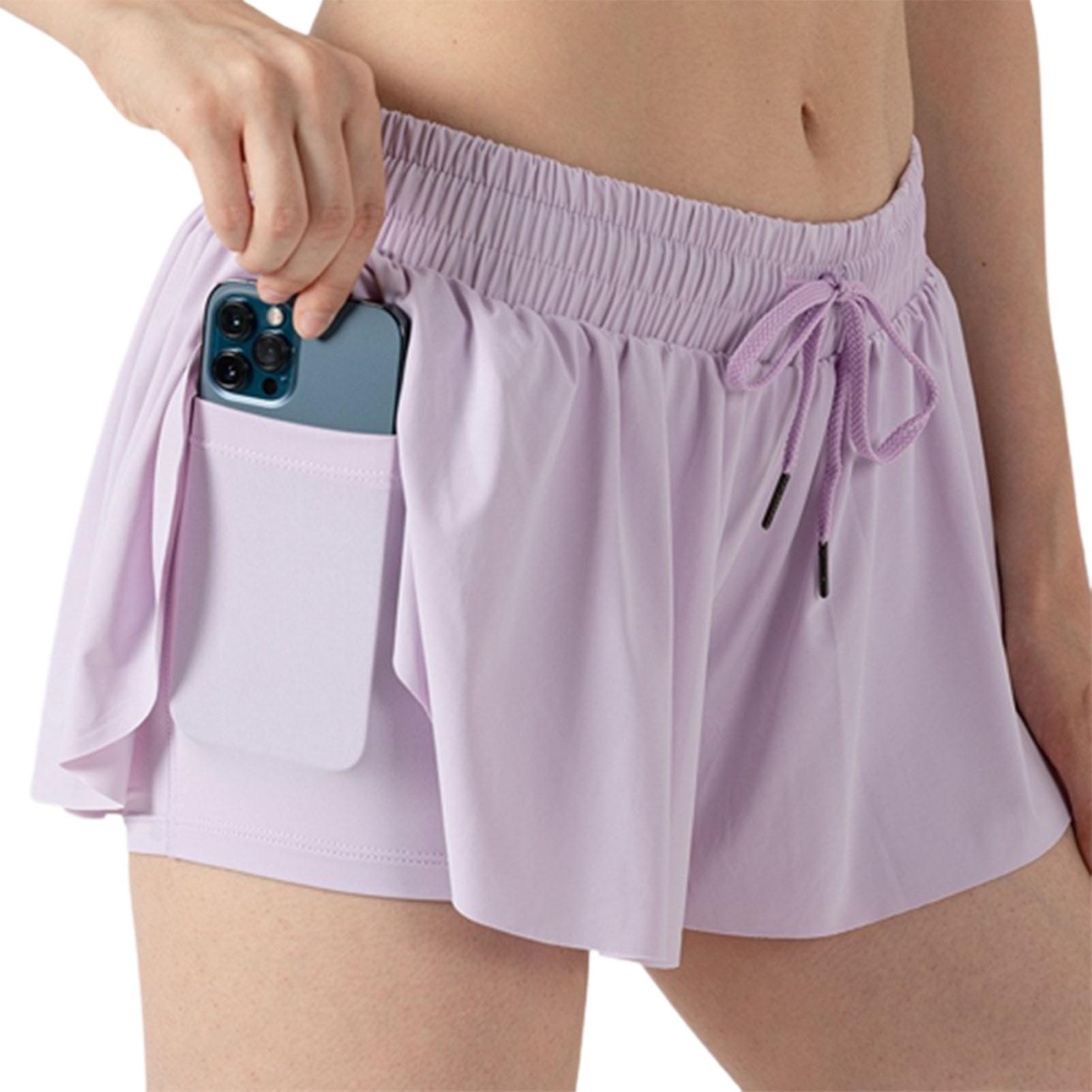 Kids Two Layer Drawstring Skirt Pants with Pockets Soft Comfortable Running Pants for Outdoor Sports