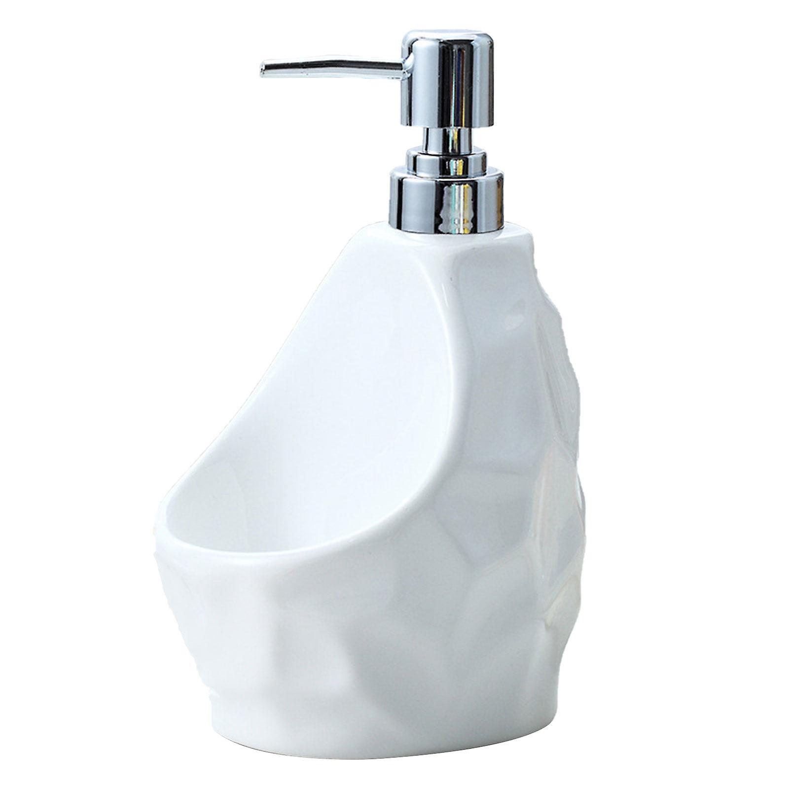Soap Dispenser Empty Ceramic with Storage Compartment for Lotion   White