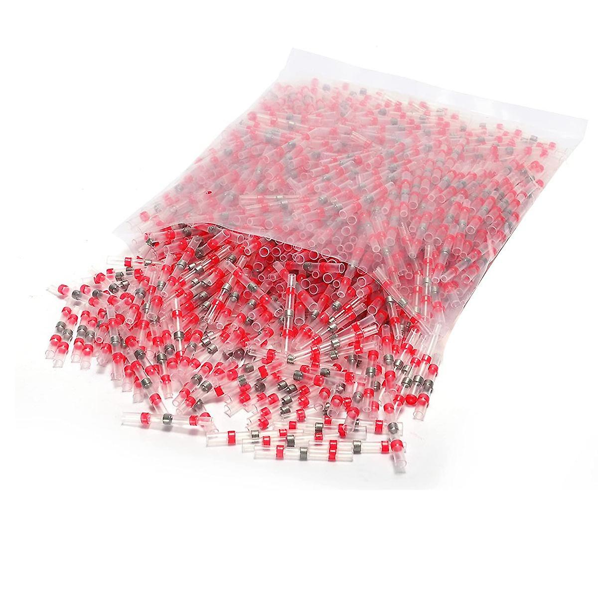 800 PCS Solder Seal Red 22-18 AWG - Heat Shrink Solder Butt Connector Tinned Auto Marine Boat Crimp