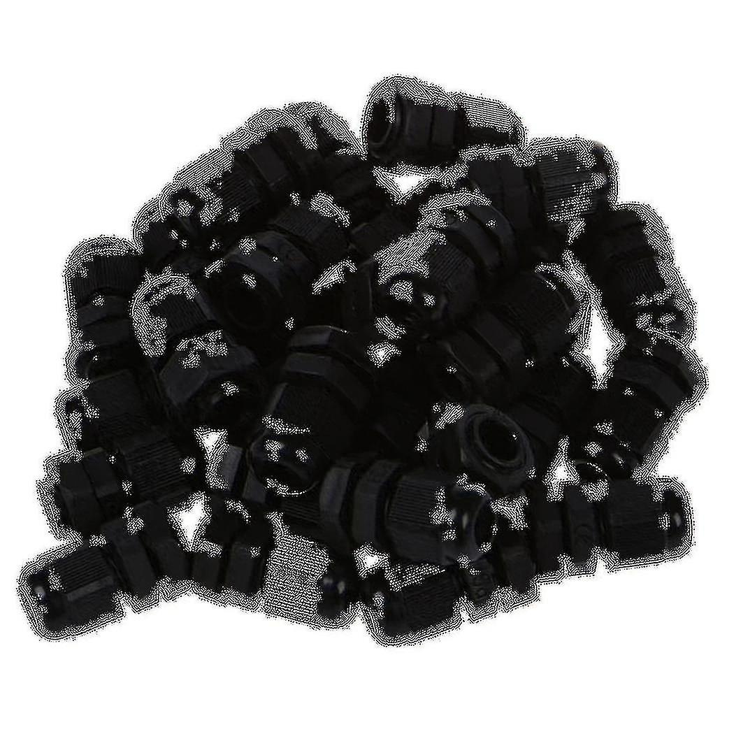 30 Pcs Pg7 Waterproof Connector Gland Black For 4-7mm Diameter Cable