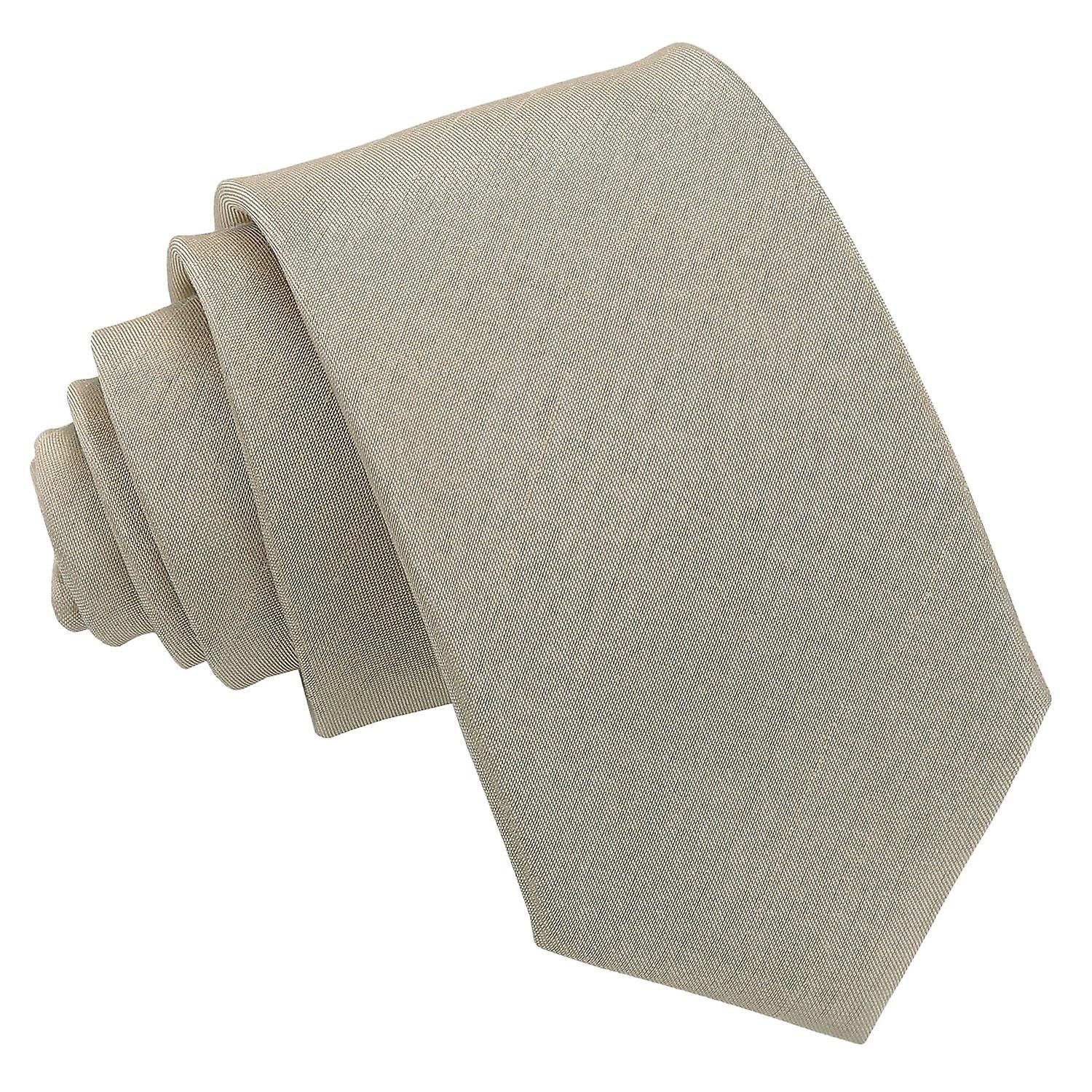 Taupe Plain Shantung Slim Tie