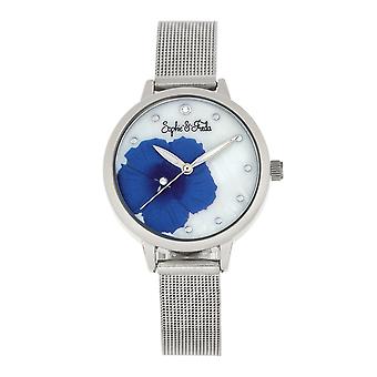 Sophie e Freda Raleigh Madre-Of-Pearl Bracciale Orologio w/Swarovski Cristalli - Blu