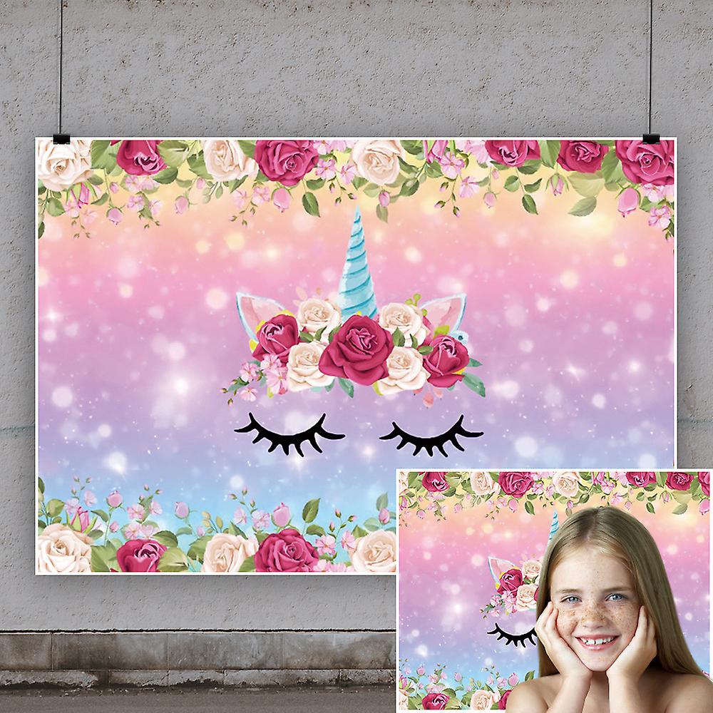 Toile De Fond Licorne Arc-en-ciel Mehofoto 7x5ft - Parfait Pour Les Fêtes D'anniversaire Enfants - 9