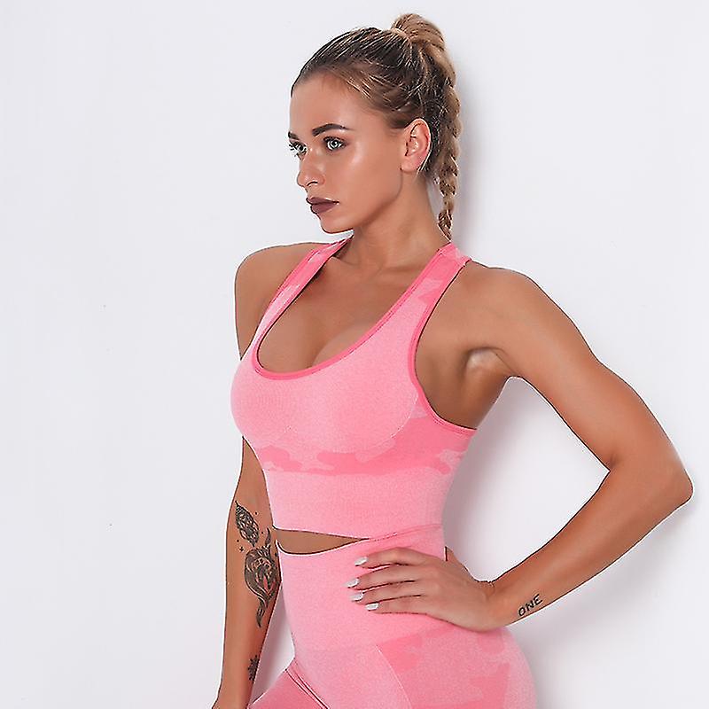 プッシュアップスポーツベスト耐衝撃ランニングスポーツブラ迷彩シームレスヨガブラフィットネスヨガタンクトップTR