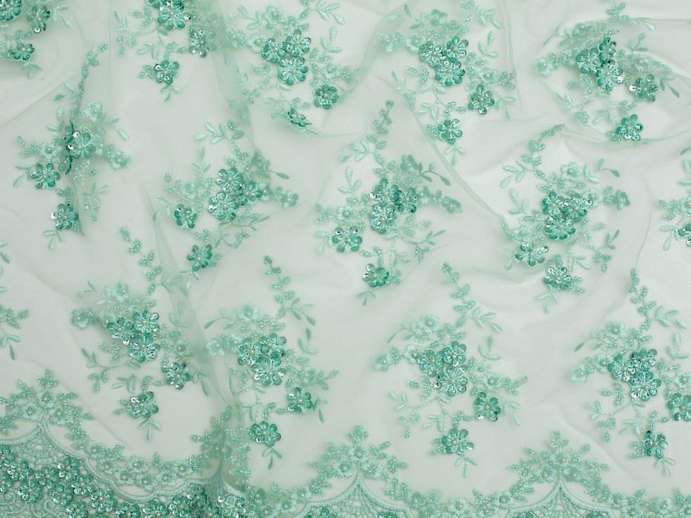 Beaded Embroidered Tulle Lace Fabric
