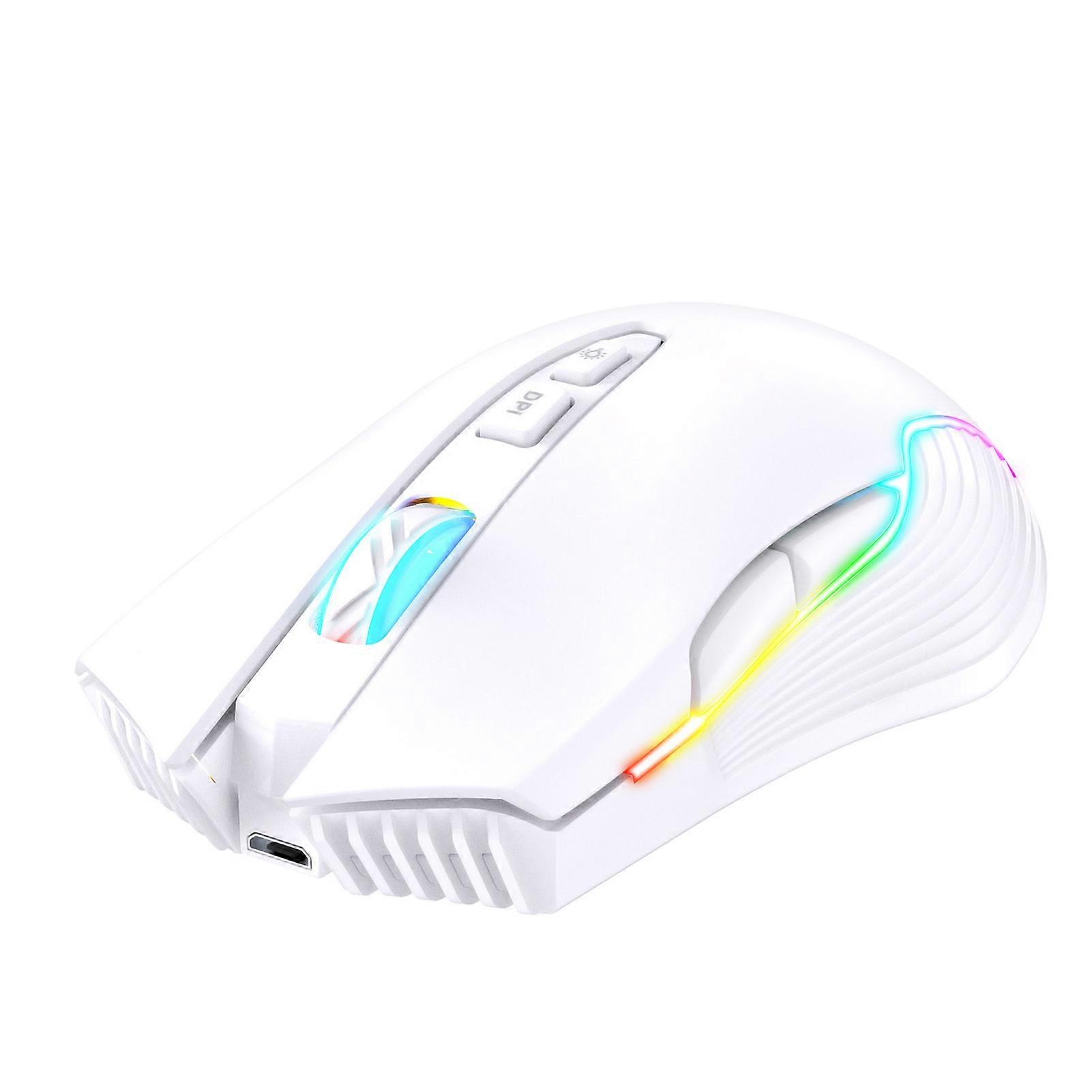 Wireless Mouse USB Rechargeable Ergonomic Wireless Gaming Mouse for Laptop PC Computer White A-B