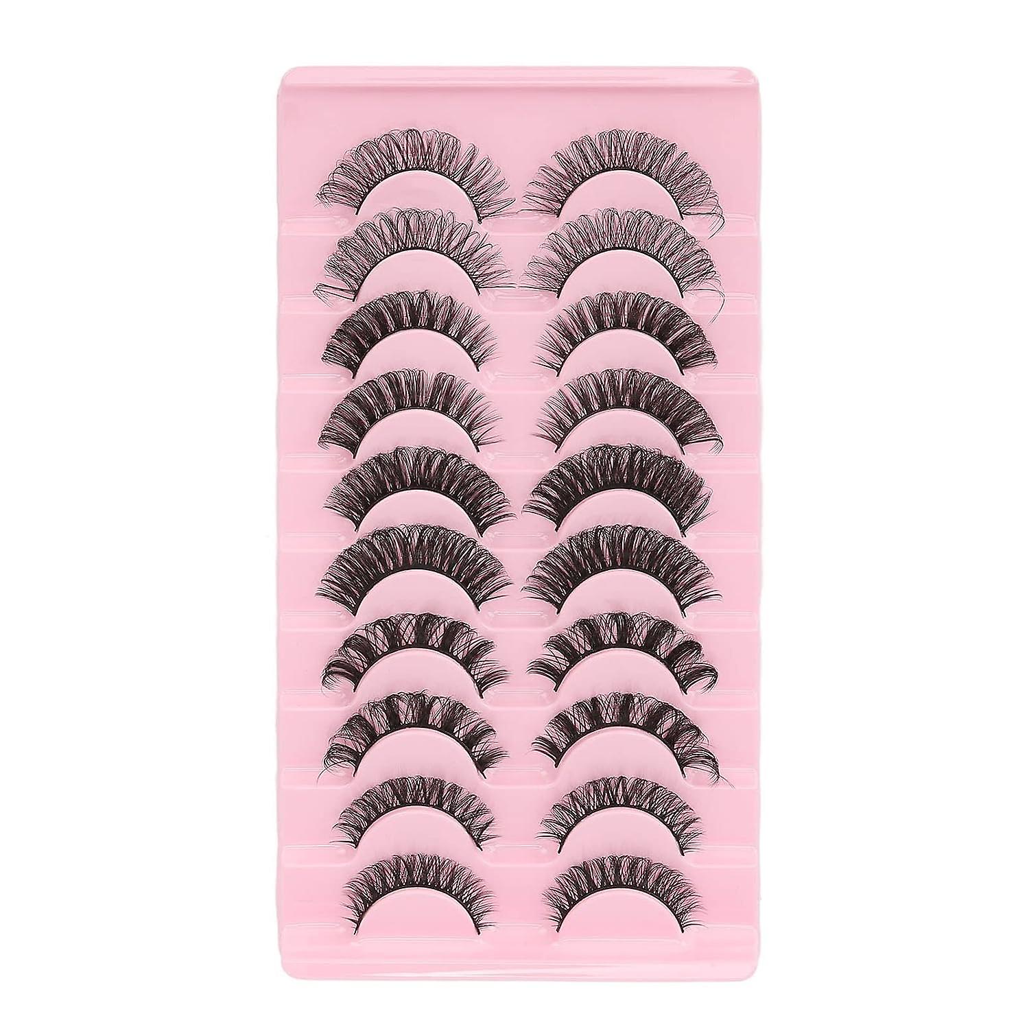 10pcs False Eyelashes Set, Look DD Curl Thickness Multilayer Fake Eyelashes for Lady