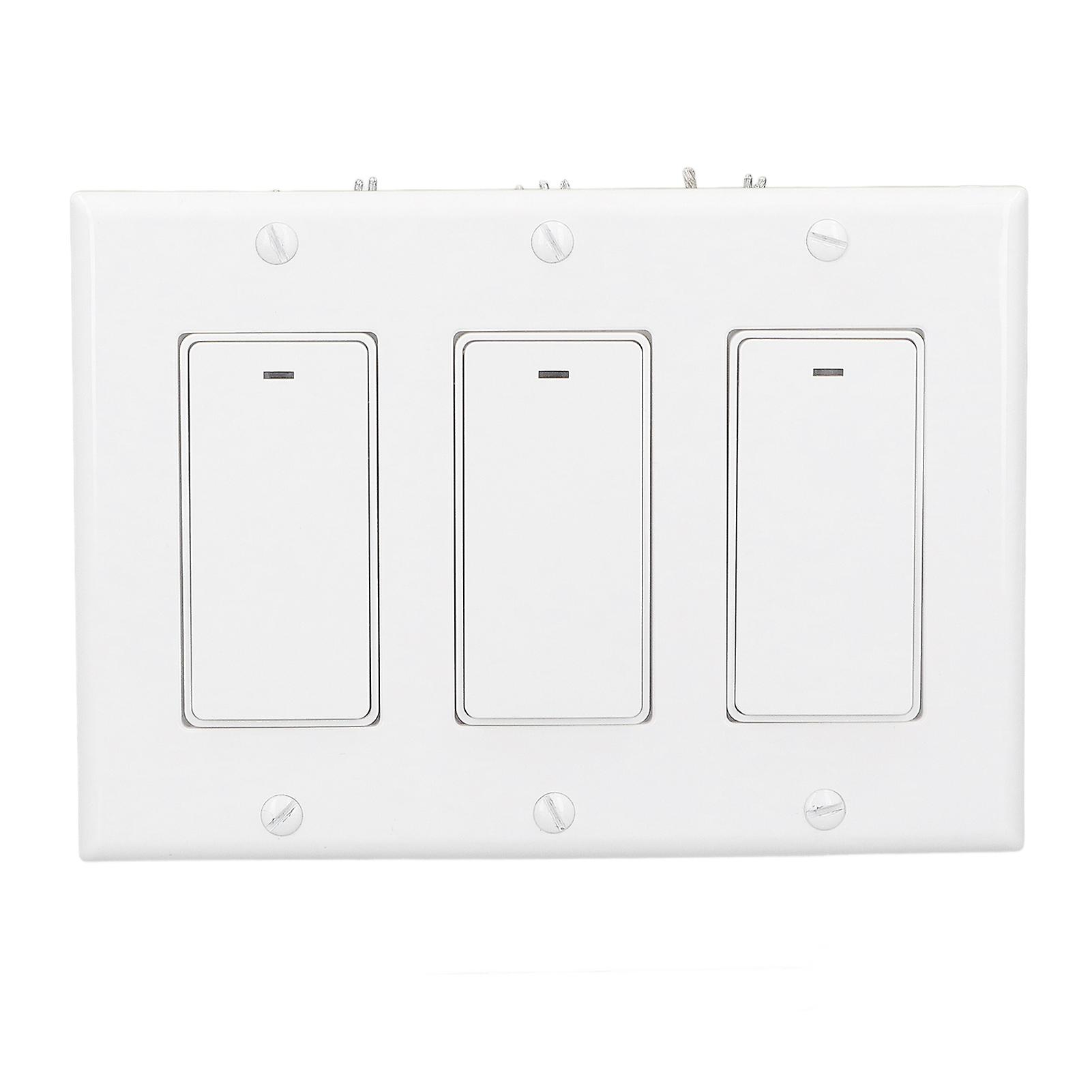 Smart WiFi Wall Switch Light Remote Voice Audio Control Single Pole 3 Gang AC100~240V