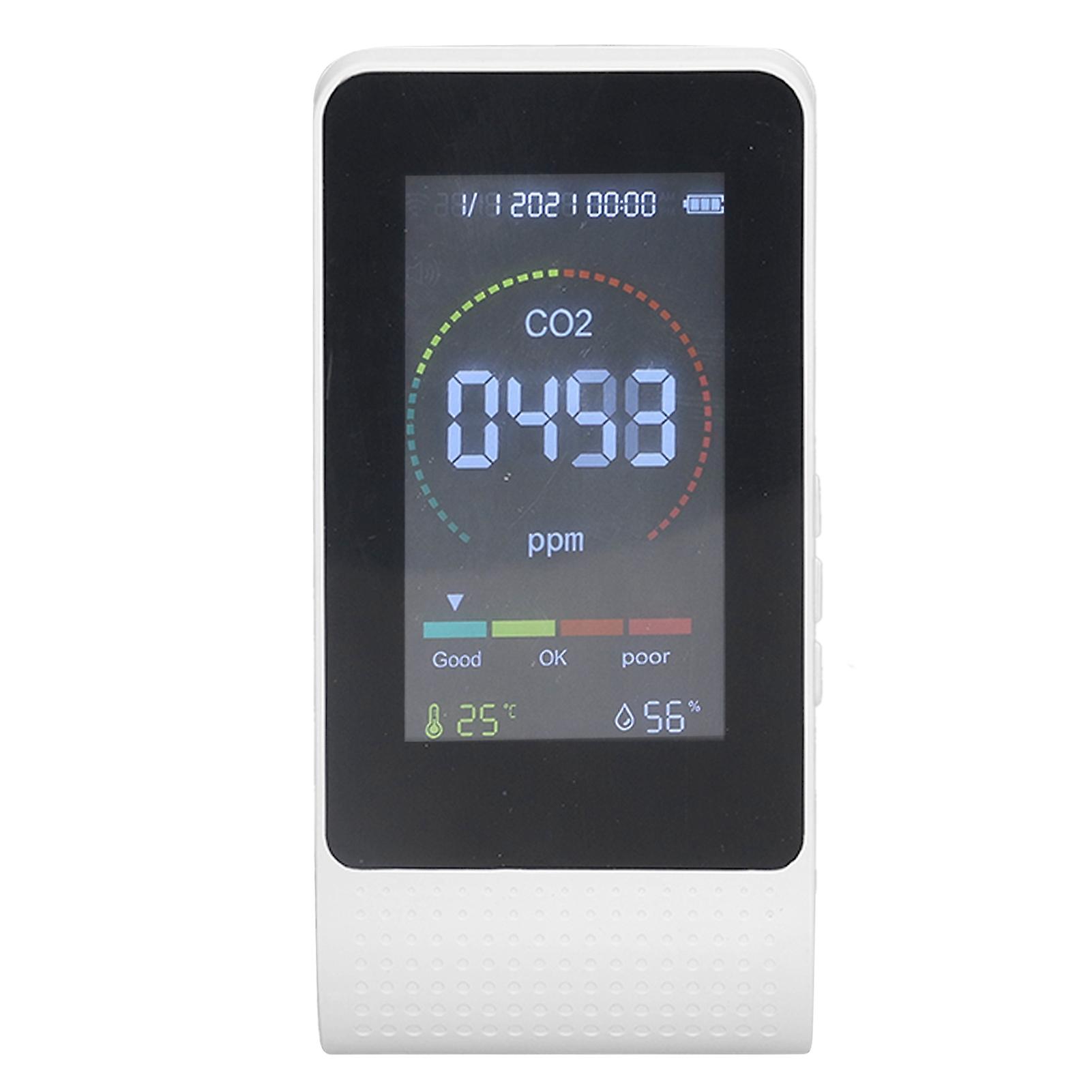 White CO2 Air Quality Monitor LED Digital Display LCD Screen Backlight Temperature Humidity TVOC Detector Meter 