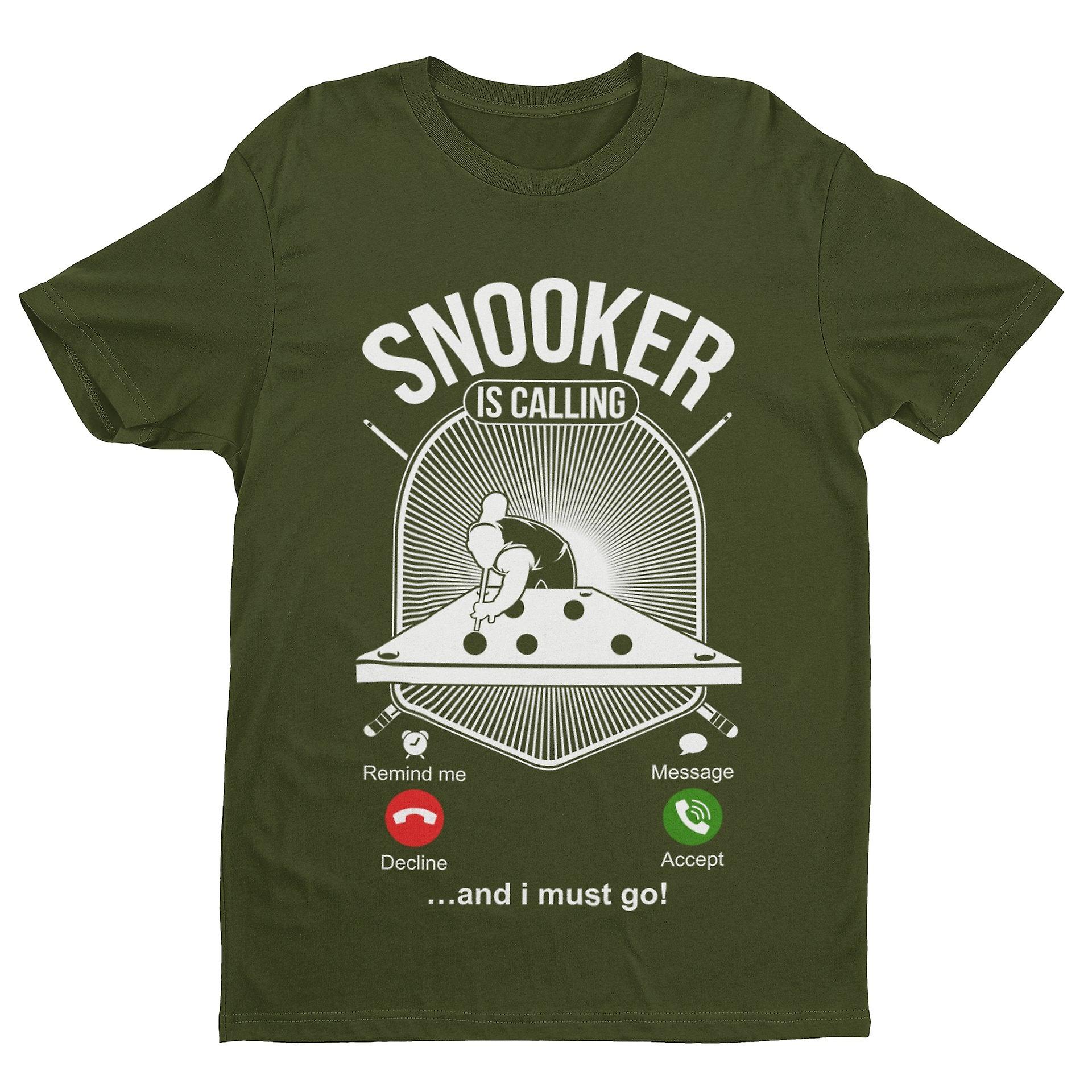 Snooker Is Calling And I Must Go Funny Phone Joke T Shirt Pot Balls Baize Fan