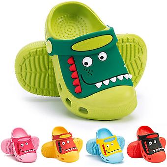 Veeki Kids Dinosaur Clogs Slippers Girls Boys Toddlers Cute Garden Water Shoes Cartoon Slides Sandals Beach Shower Pool Slipper---Green 9-10Toddler