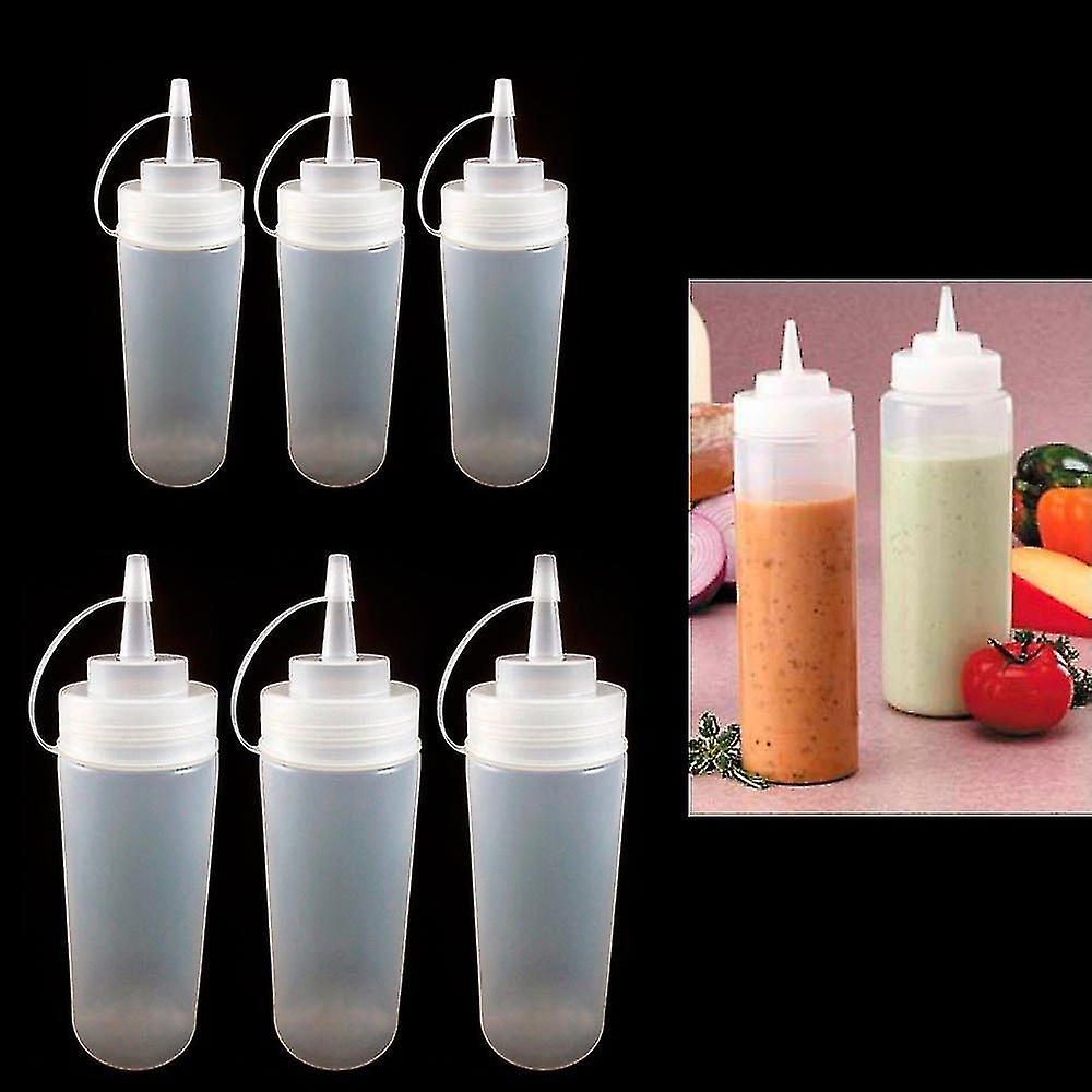 6-Pack 12oz Clear Plastic Squeeze Bottles for Condiments