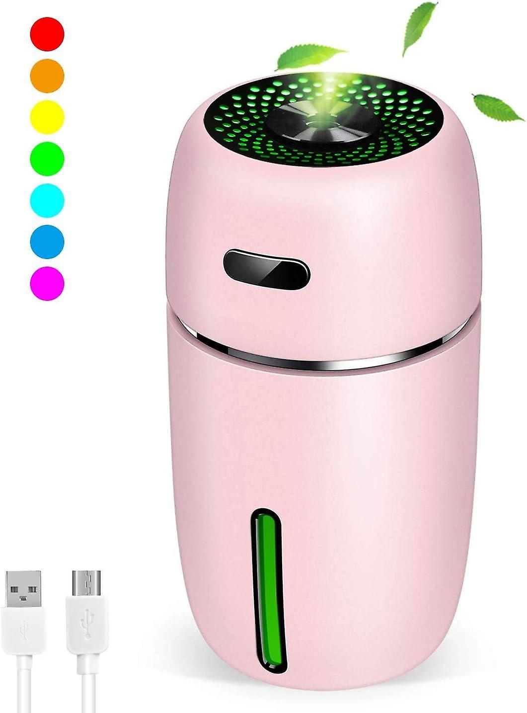 Portable Mini USB Humidifier, 200ml Ultrasonic Cool Mist Humidifier with 7 Colors Light Changing for