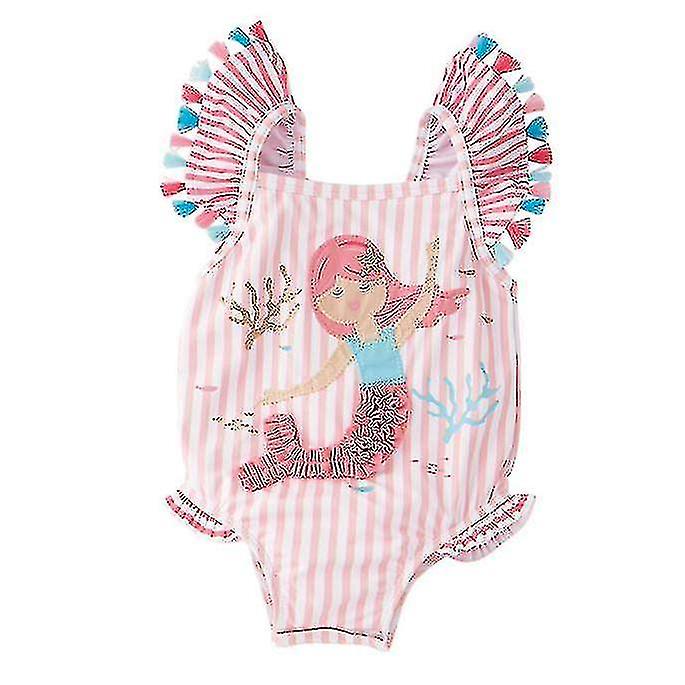 Kinder Baby Bademode gestreifte Rüschen Strap