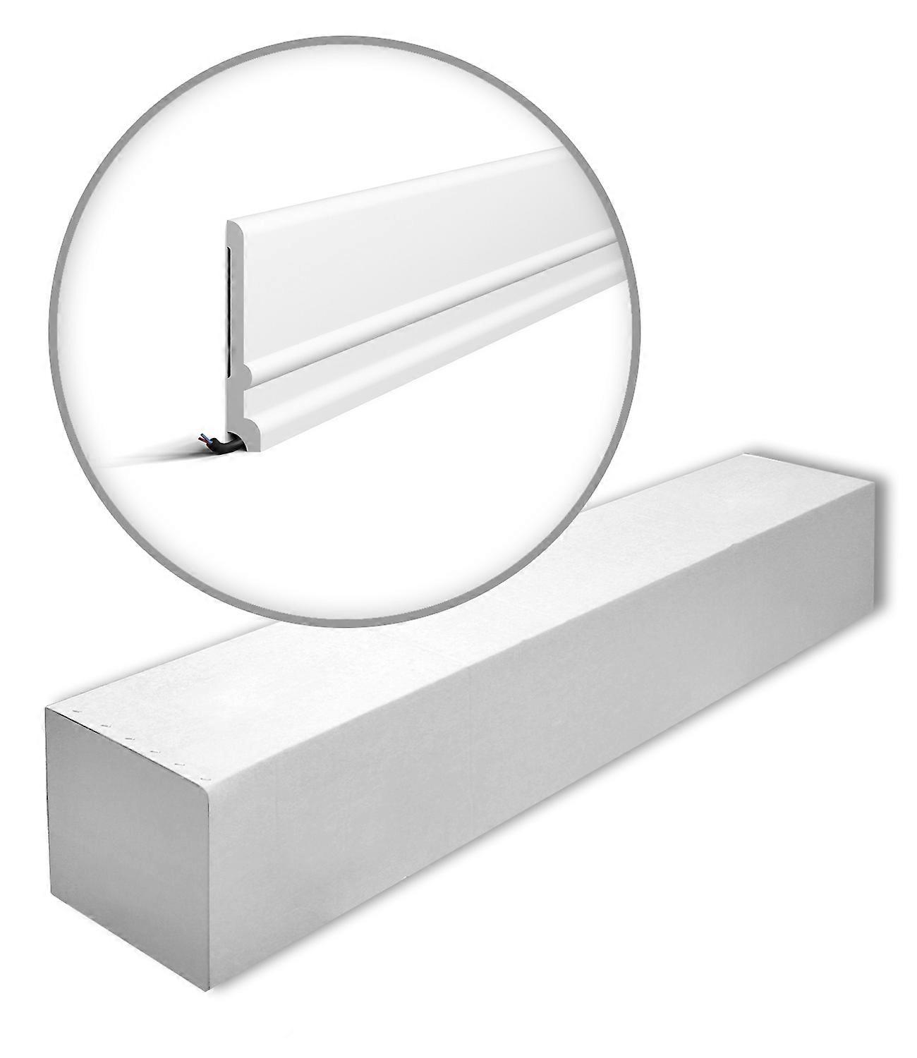 NMC 12 x Skirting FD21-box 24 meter WALLSTYL Extruded polystyrene (HDPS) 200 cm white pre-primed with cable recess multi purpose