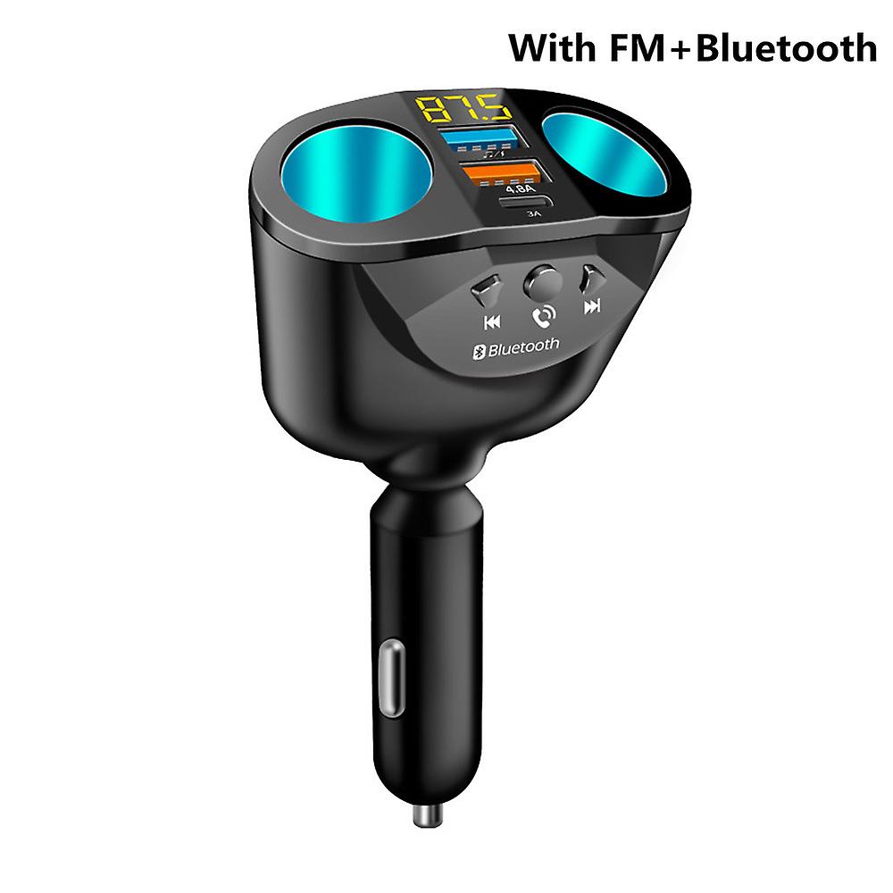 Bluetooth Fm Transmitter 12v Socket Cigarette Lighter Splitter Power  Adapter Dual Usb Car Charger With Voltage Display