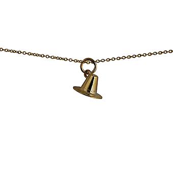 9ct Gold 7x12mm Pilgrim Hat Pendant with a cable Chain 20...