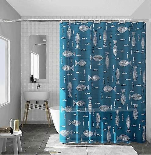 Rideau de douche bleu poisson Rideau de douche étanche