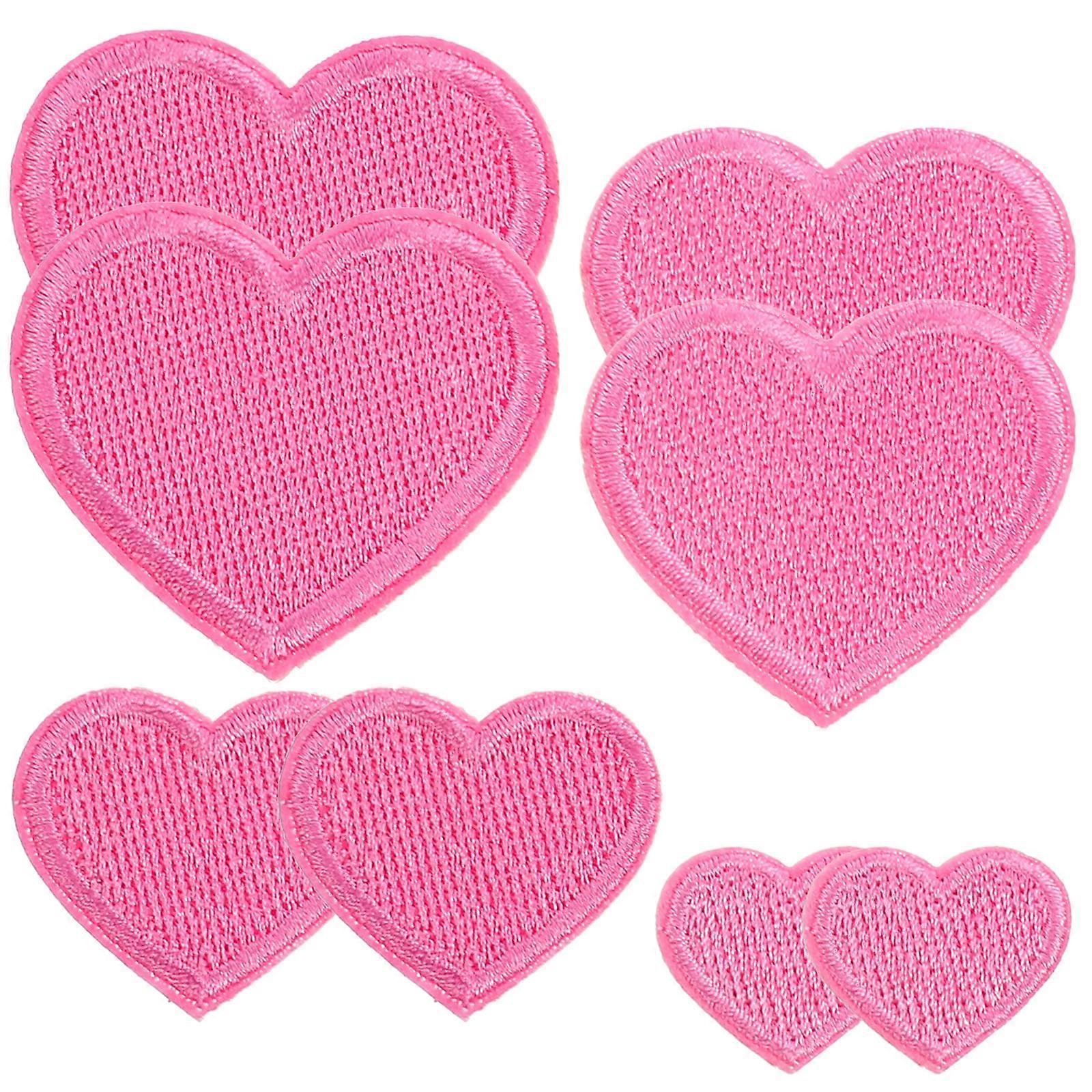 8Pcs Utskiftbare hjerteplaster Dekorative klesplagg Selvklebende pelsplaster