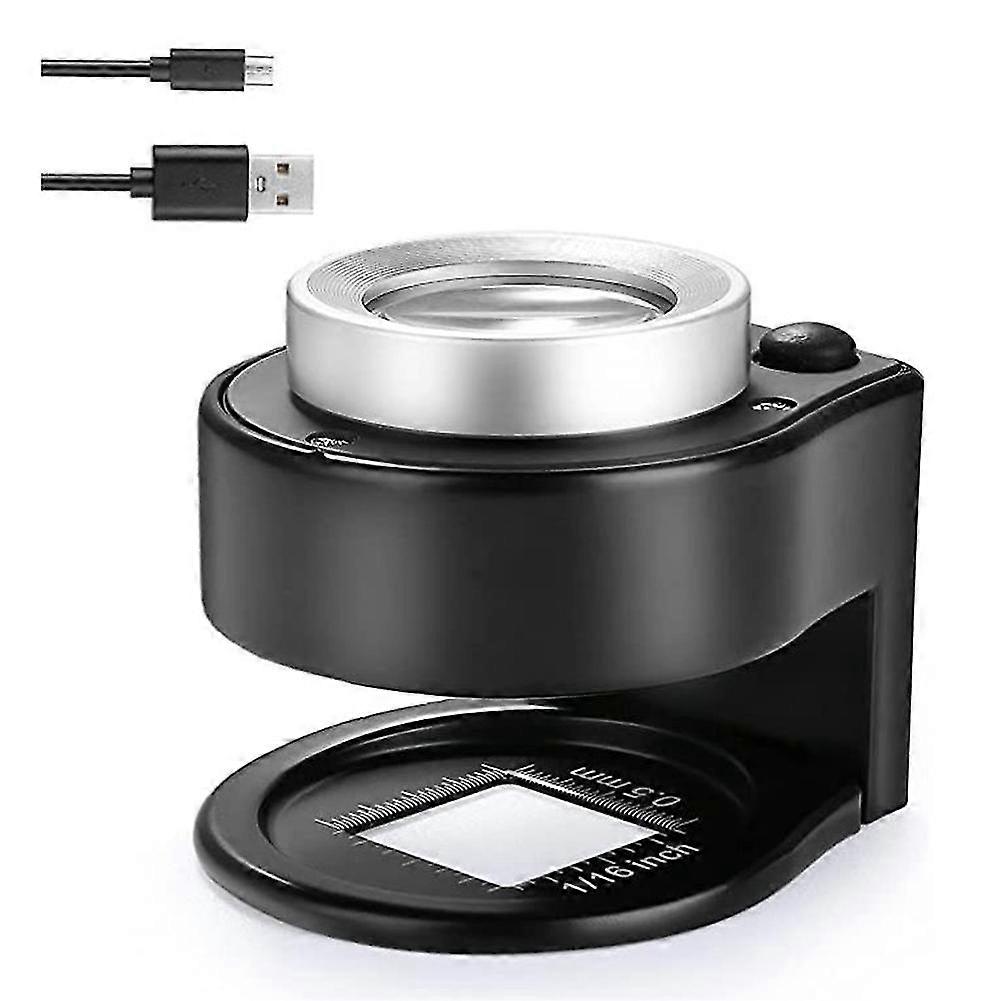 30x loep vergrootglas met 6 led-verlichting, oplaadbare draagbare desktop metalen juweliers loep, vergrootifyi