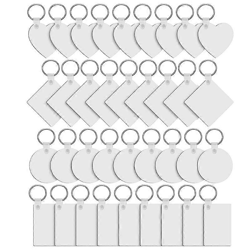 36Pcs Sublimation Heat Transfer Keychains  Double-Side Printed Jewelry Making