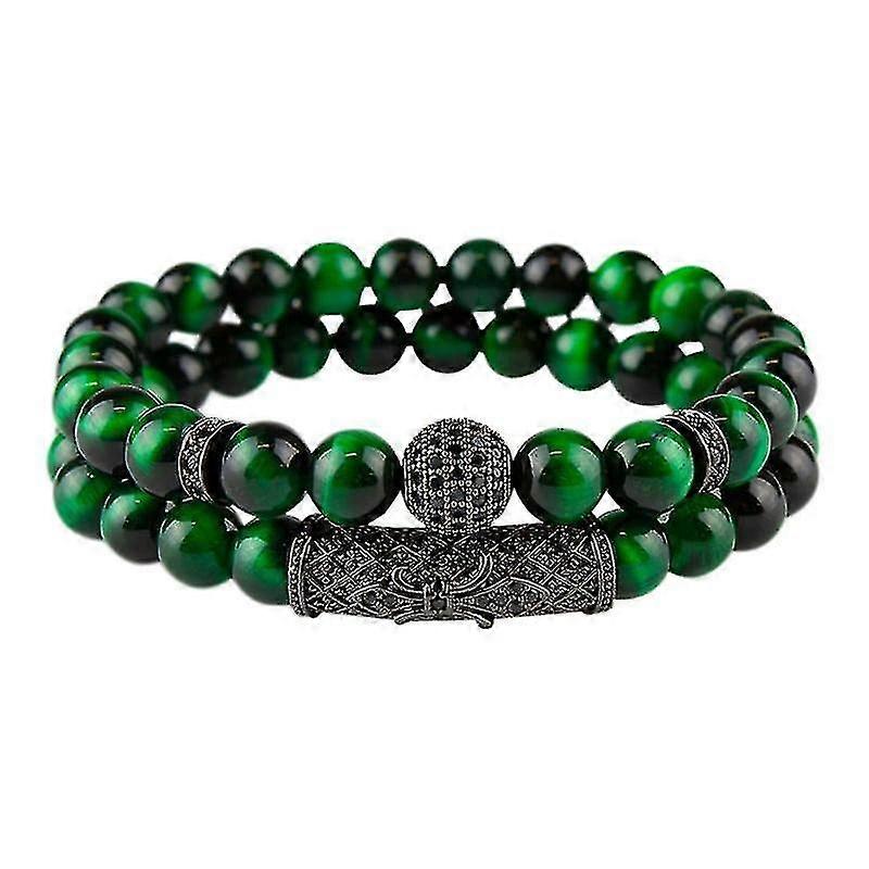 bracelet set-meled beads and rhinestones, green