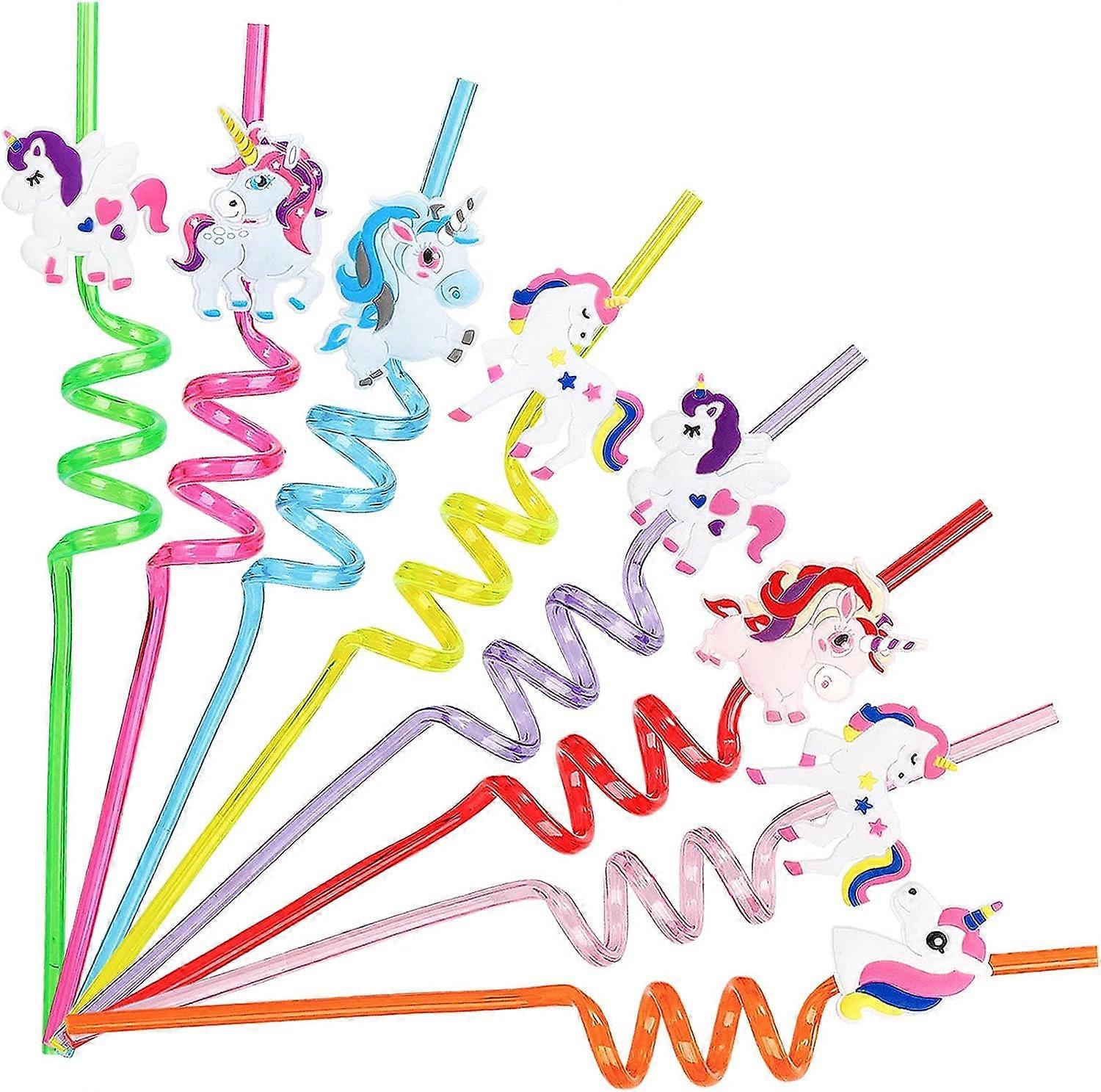 24 Pack Reusable Unicorn Straws Colorful Unicorn Drinking Plastic Straws Unicorn Birthday Party Supplies Fun Straws Drinking Straws Unicorn Party Favo