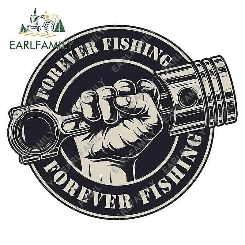 13cm x 12.8cm Forever Fishing Reel Sticker for Tackle Box Toolbox NEVER Tire of Fishing Decal Funny Car Stickers