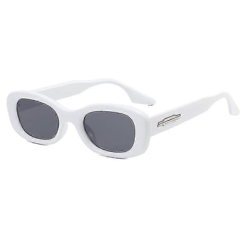 Square Oval Frame High-quality Small Face Photo Sunglasses Retro Small Frame Sunglasses Female Round Face 1 Piece White