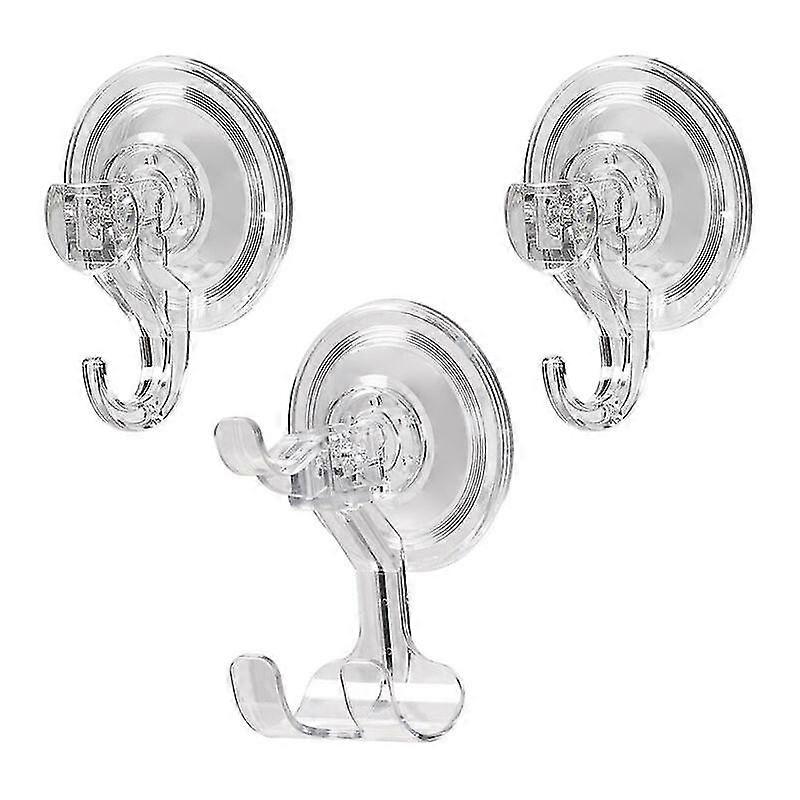 Double Hook - Powerful Suction Cup Hook Without Brand Thickened Plastic Adhesive Hook Creative Bathroom Kitchen Hook Without Punching