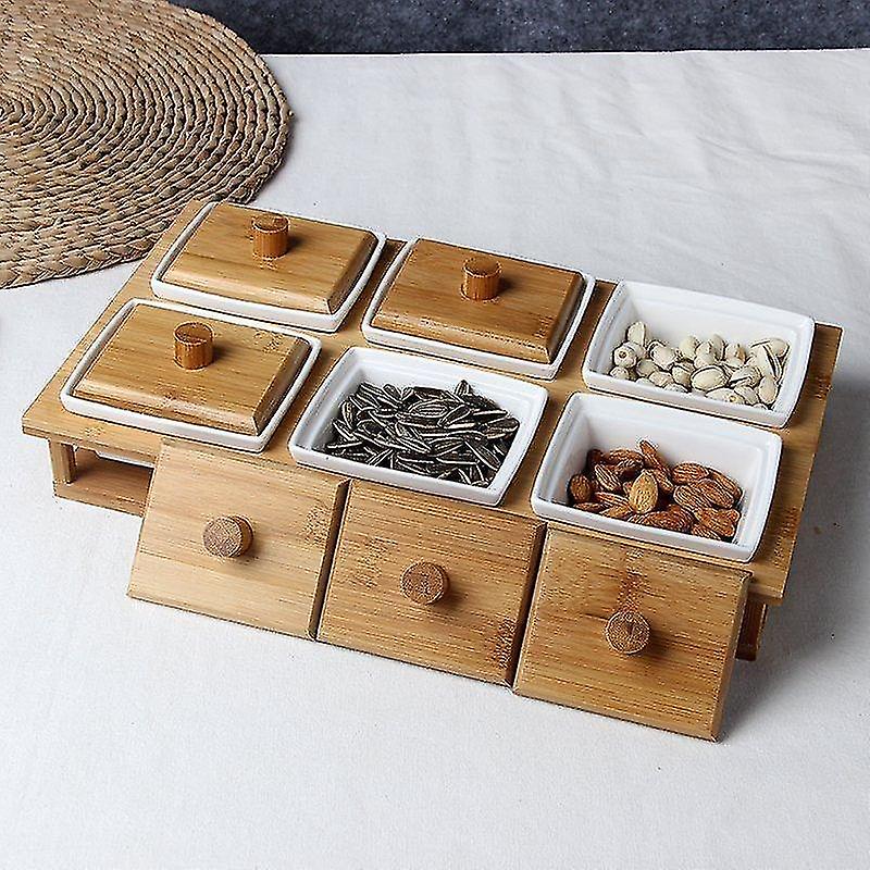 Household Storage Containers Bamboo Condiment Storage Boxes