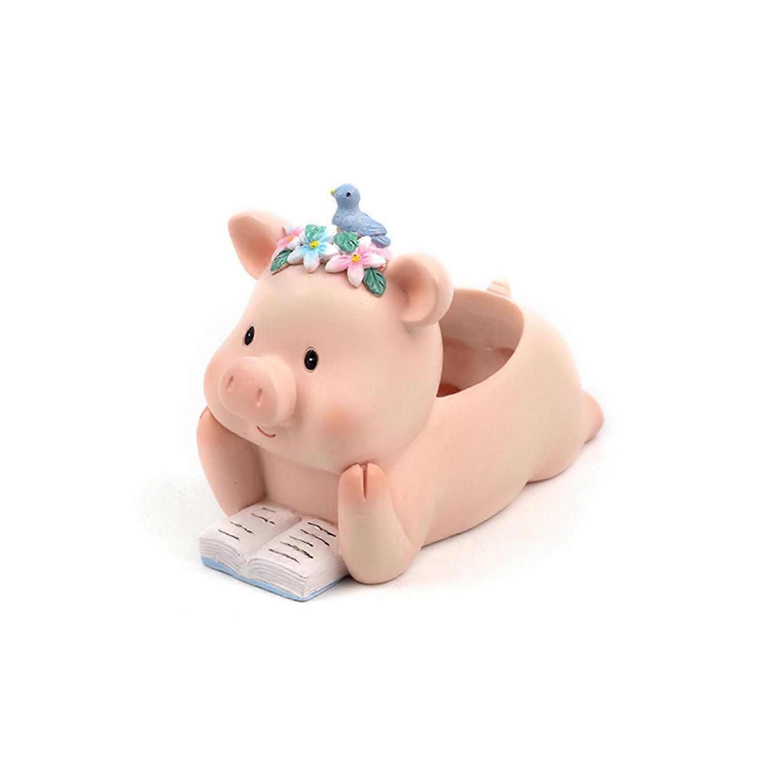 קריקטורה חזיר עסיסי עציץ פרח מעניין בצורת חיה ללימוד קישוט שולחן משרדי