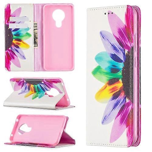 For Nokia 5.3 Colored Drawing Pattern Invisible Magnetic Horizontal Flip PU Leather Case