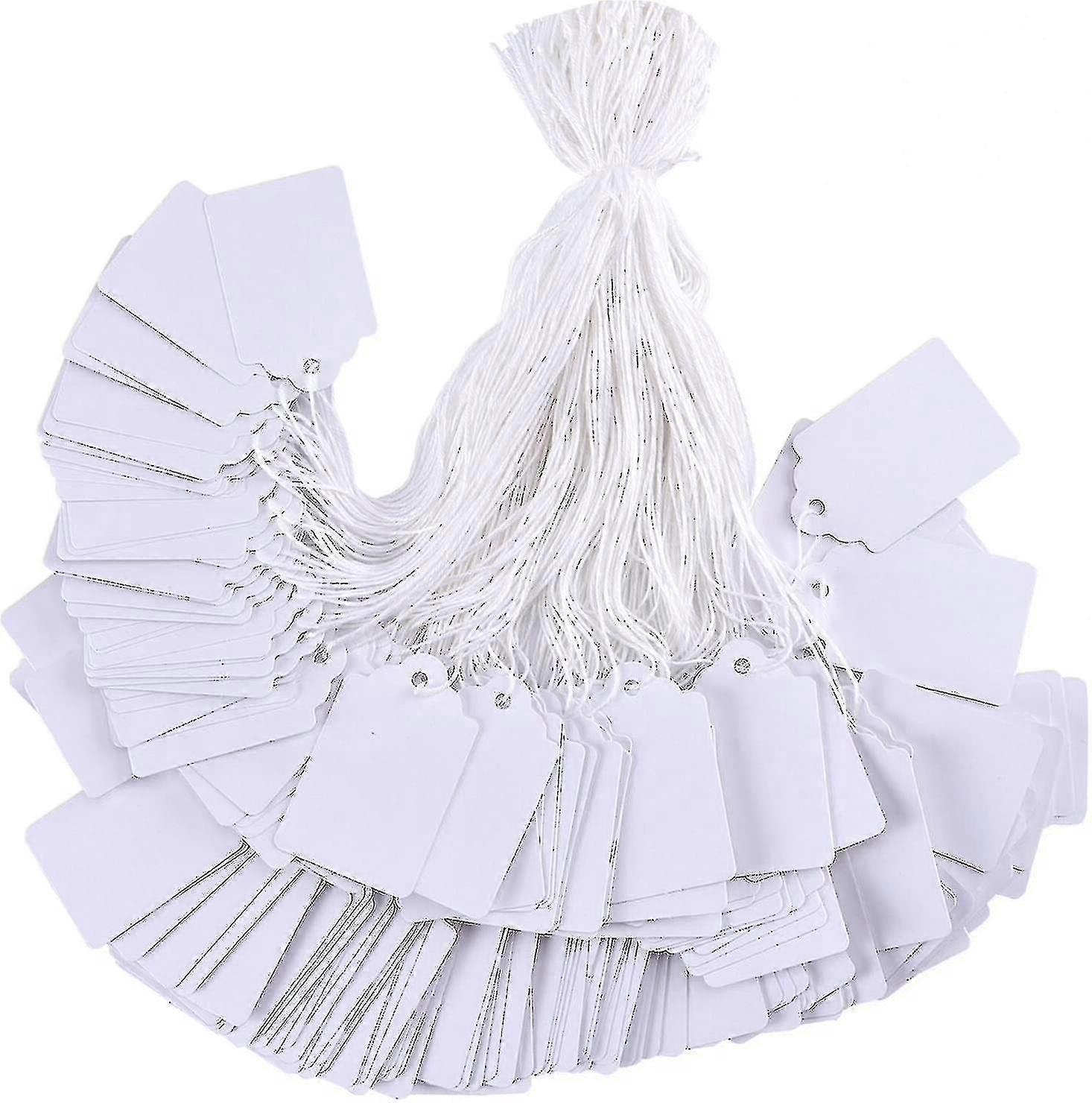 Price Tags With String Attached, 100pcs White Smooth Surface Marking Merchandise Strung Tags Writable Label Hang Tags