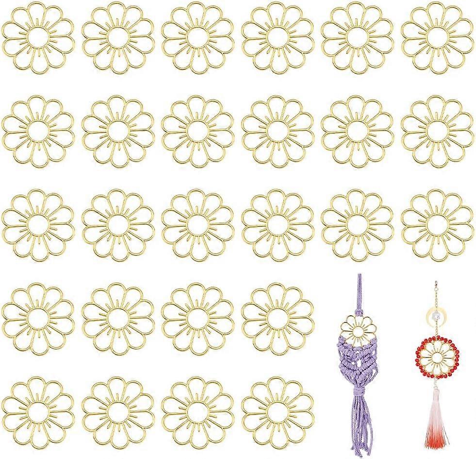 30Pcs Small Flower Dream Catcher Frame Gold Floral Frame Small Dream Catcher Frame Alloy Flower Macrame Frame Pendants for Dream Catcher Making DIY Cr