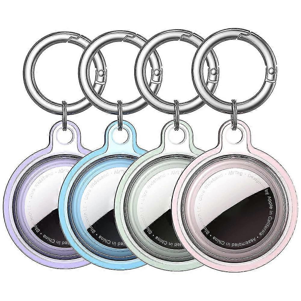 4 Pack Protective Case For Silicone Keychain Compatible With Tag Holder With Key Ring