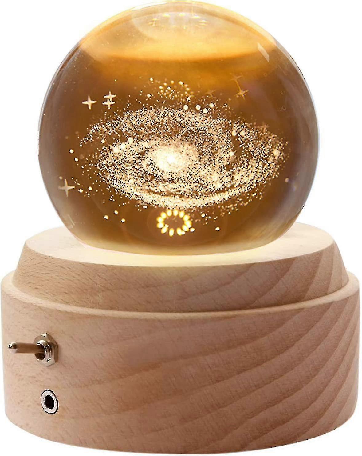 صندوق موسيقى الكرة الكريستالية ، 360 دوارة ، قاعدة خشبية ، يتوهج في الليل مع حفلة الإسقاط عيد الحب عيد الميلاد عيد الأم @bugu ب