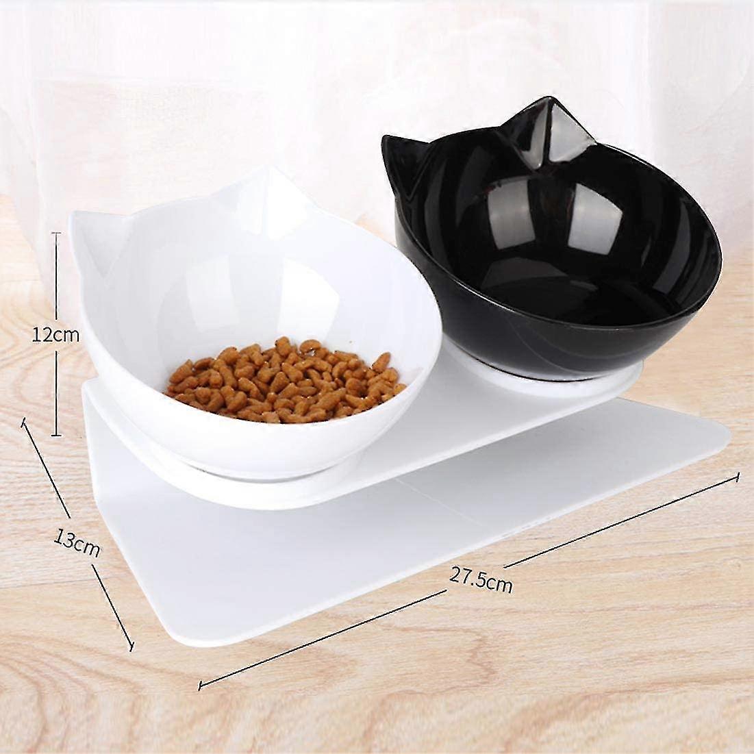 Cat Bowls With Raised Stand, 15 Tilted Platform, Removable, Spill Proof, Watering Bowl For Cats And Small Dogs