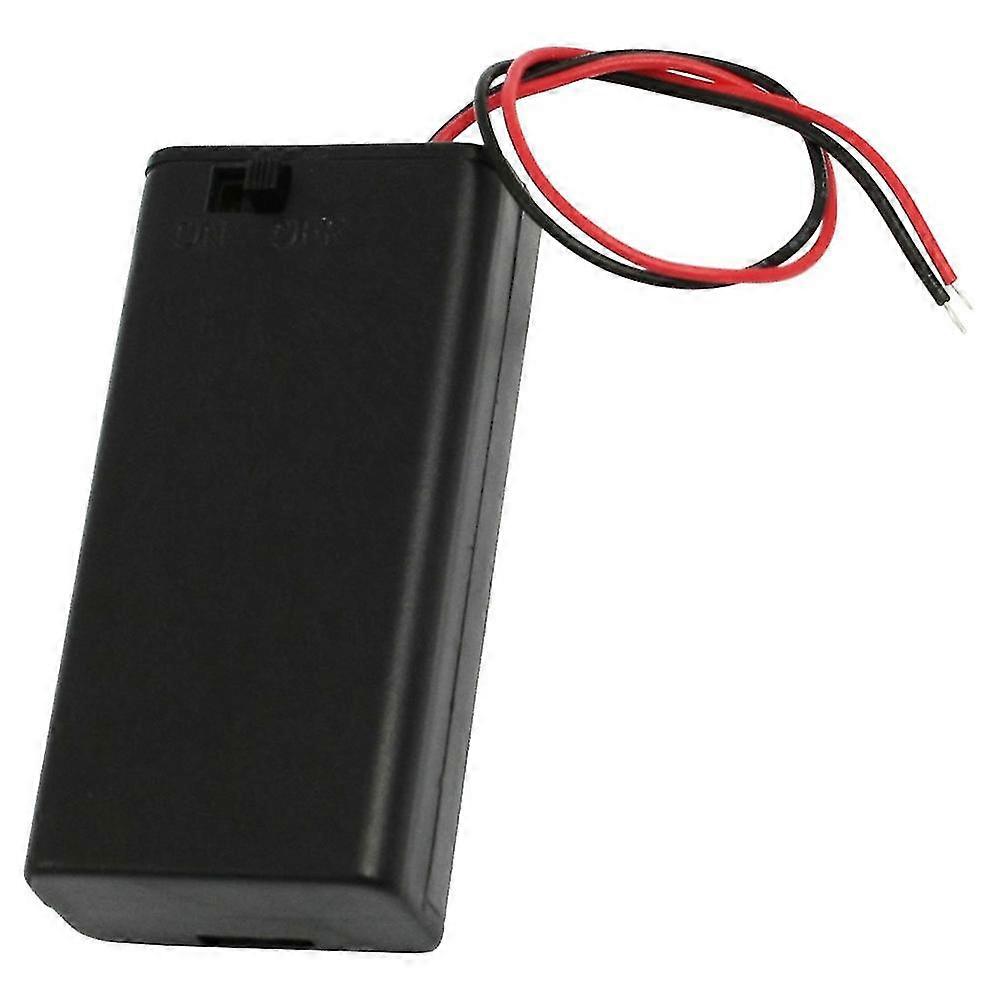 Black Plastic On/off Switch 2x1.5v Aa Battery Wire Lead Cell Case