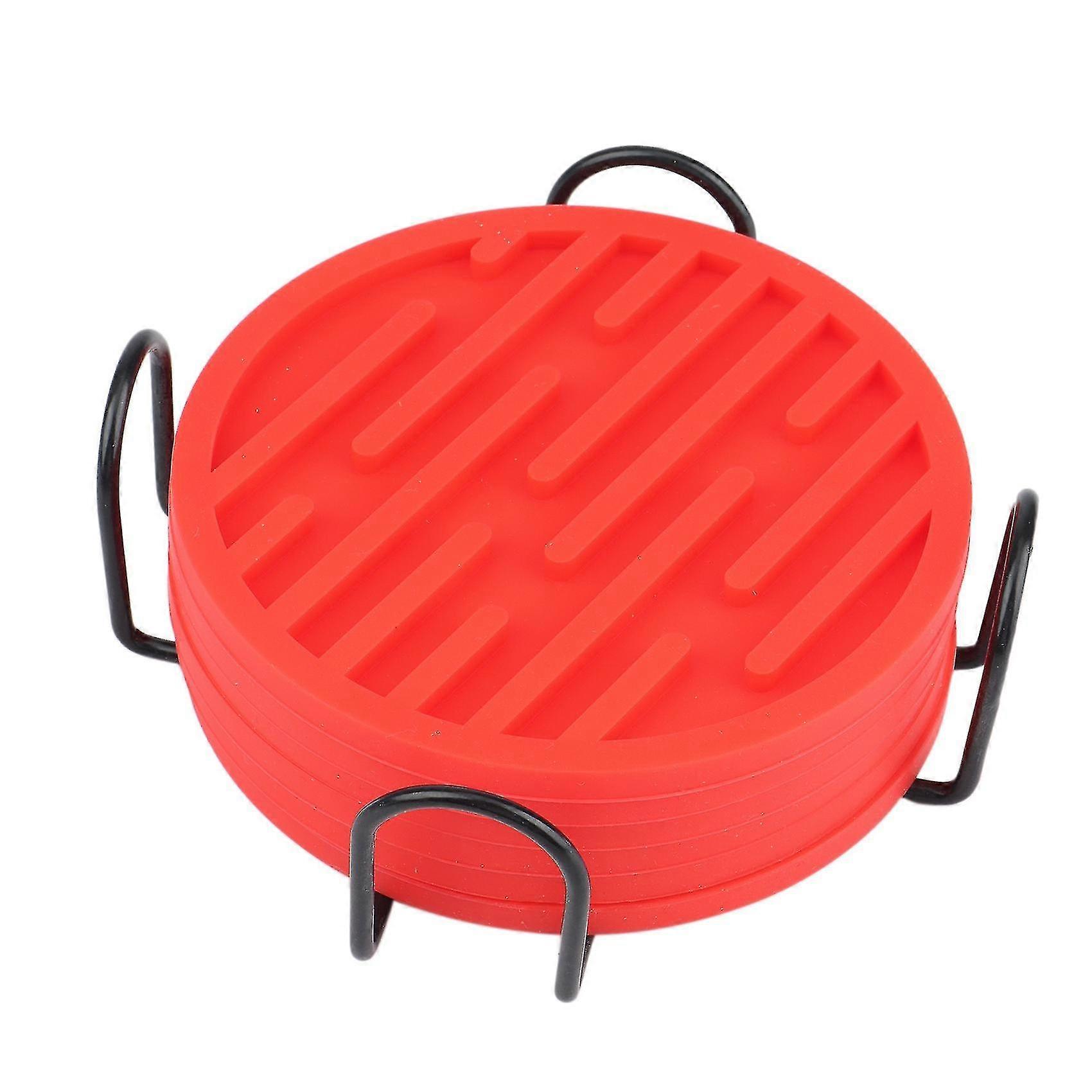 Drink Coaster Coaster With Holder Soft Silicone Coasters Party-red